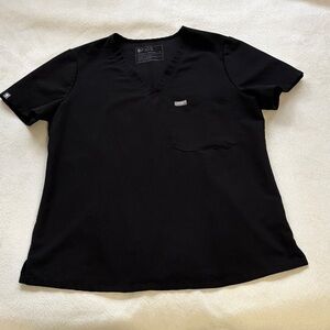 Figs Jet Black V-Neck Scrub Top